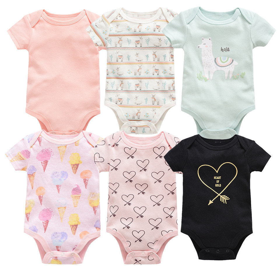 6-piece baby jumpsuit new short-sleeved baby clothes Combination 2 0 - Tophatter Daily Deals