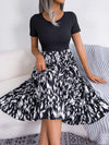 Printed Round Neck Ruffle Hem Dress Casual Dresses - Tophatter Daily Deals