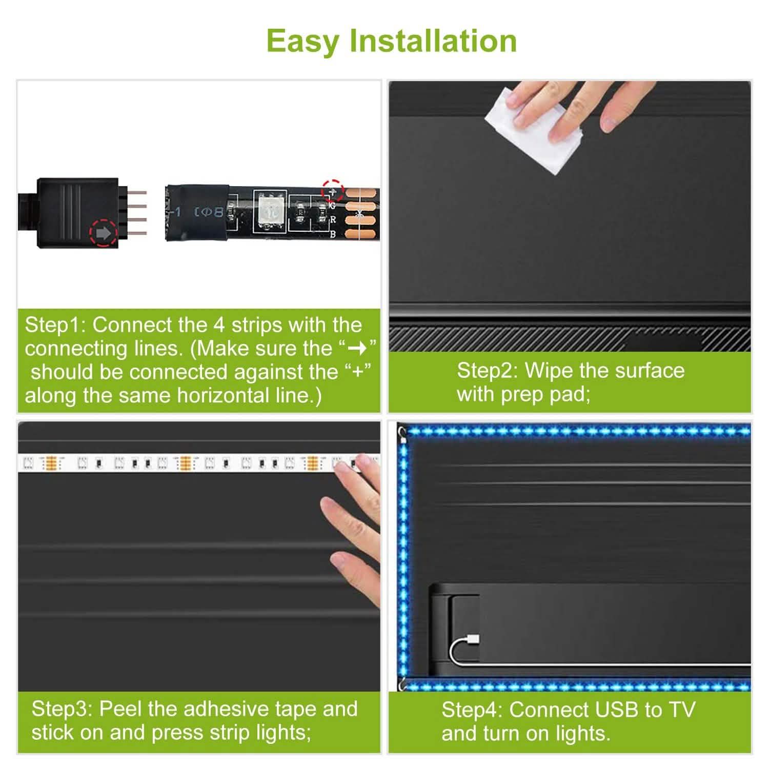 6.56ft TV LED Backlight RGB Strip Light USB Monitor Lighting Indoor Lighting - Tophatter Daily Deals