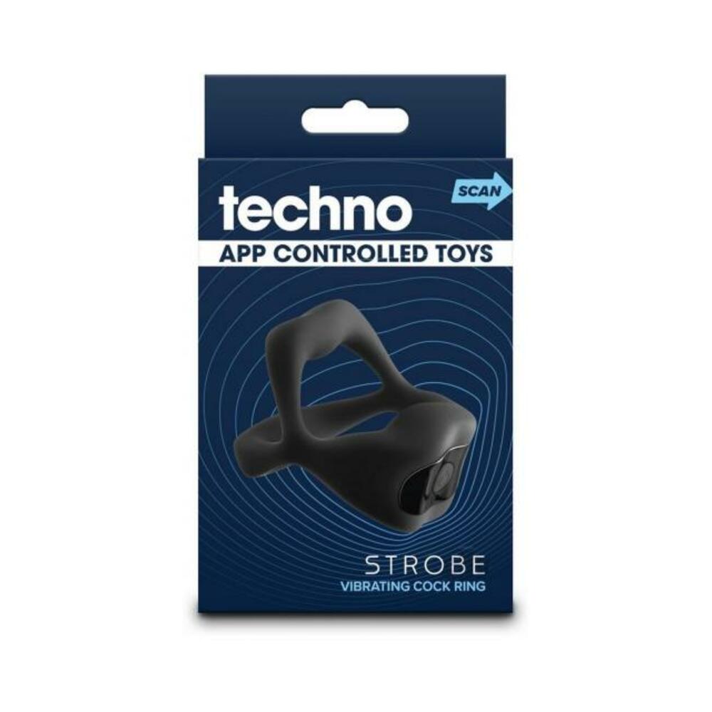 Techno Strobe App-controlled Vibrating Cock Ring Black - Tophatter Daily Deals