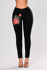 Black jeans with embroidered feet 0 - Tophatter Daily Deals