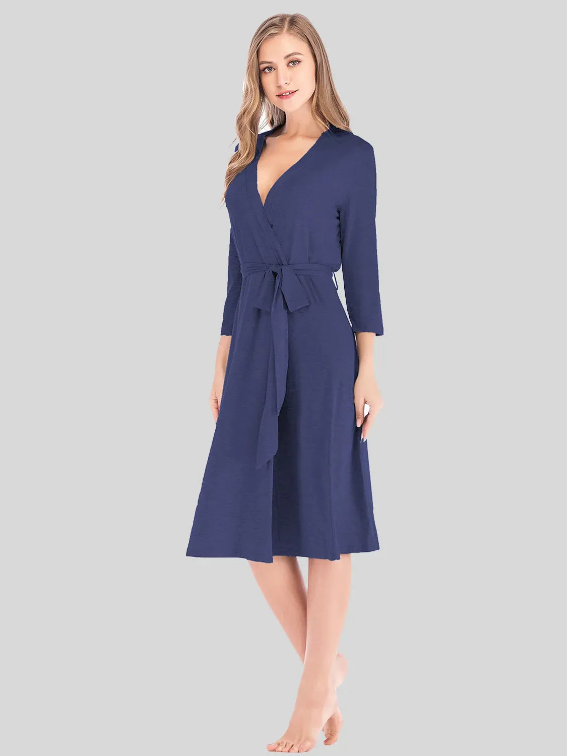 Plunge Tie Front Night Dress Navy Sleep Dresses - Tophatter Daily Deals
