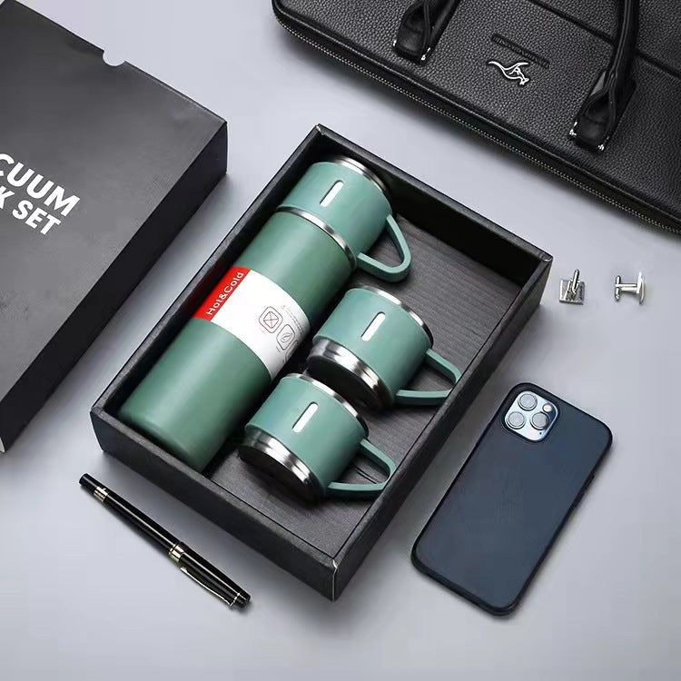 Business Gift Set Company Gift Event Stainless Steel Vacuum Flask Suit green 500ML 0 - Tophatter Daily Deals