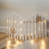 Snowflake LED Light Up Christmas Tree Fence | White Wooden Picket Fence Skirt | Festive Xmas Tree Decoration - 76 x 38cm Tree Skirt - Tophatter Daily Deals