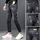 Autumn Men's Jeans Slim Feet Black grey1903 0 - Tophatter Daily Deals