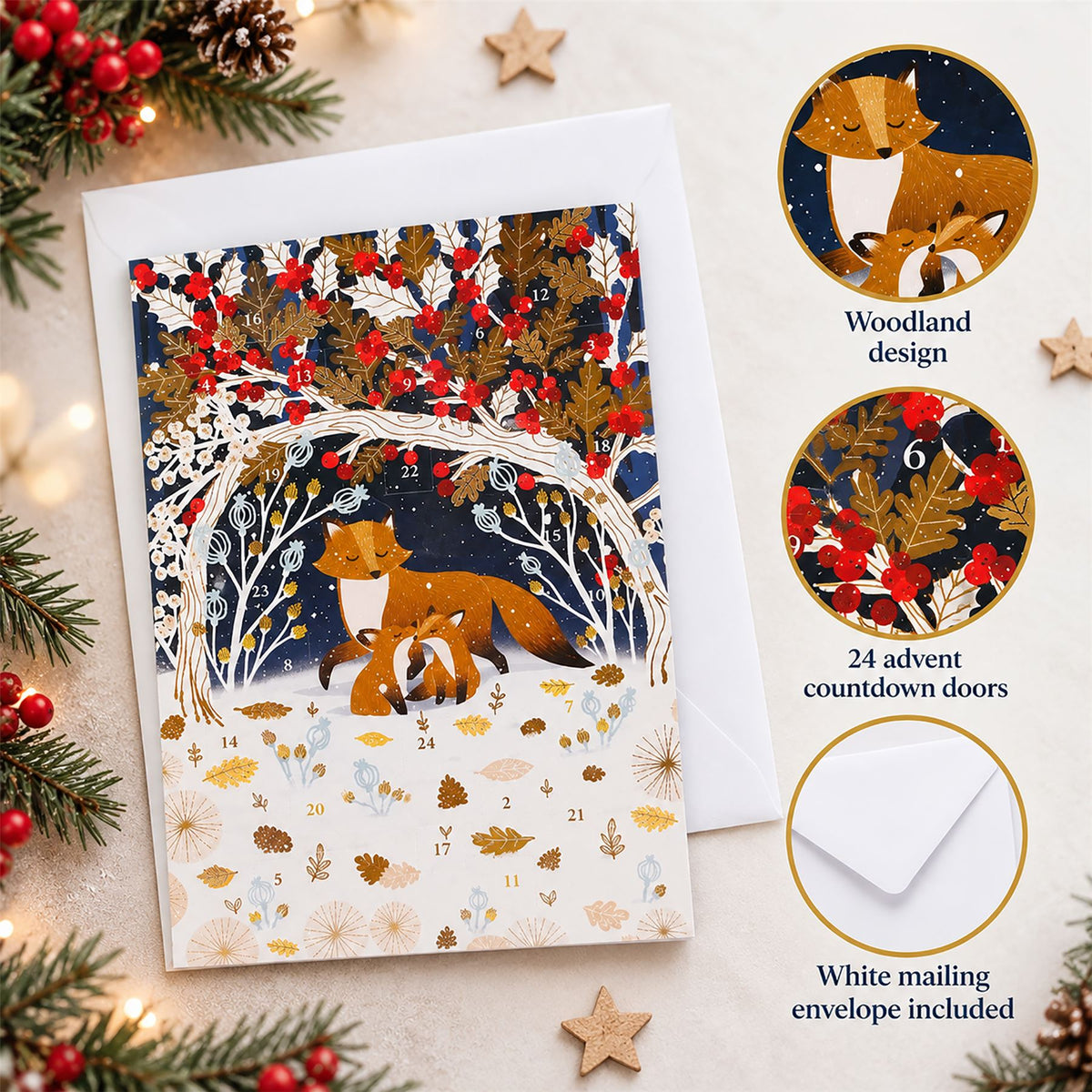 Paw Prints in the Snow Christmas Advent Calendar Greetings Card, Fox Advent Card Advent Calendar - Tophatter Daily Deals