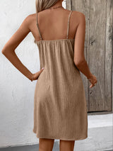 Textured V-Neck Sleeveless Mini Cami Dress Casual Dresses - Tophatter Daily Deals