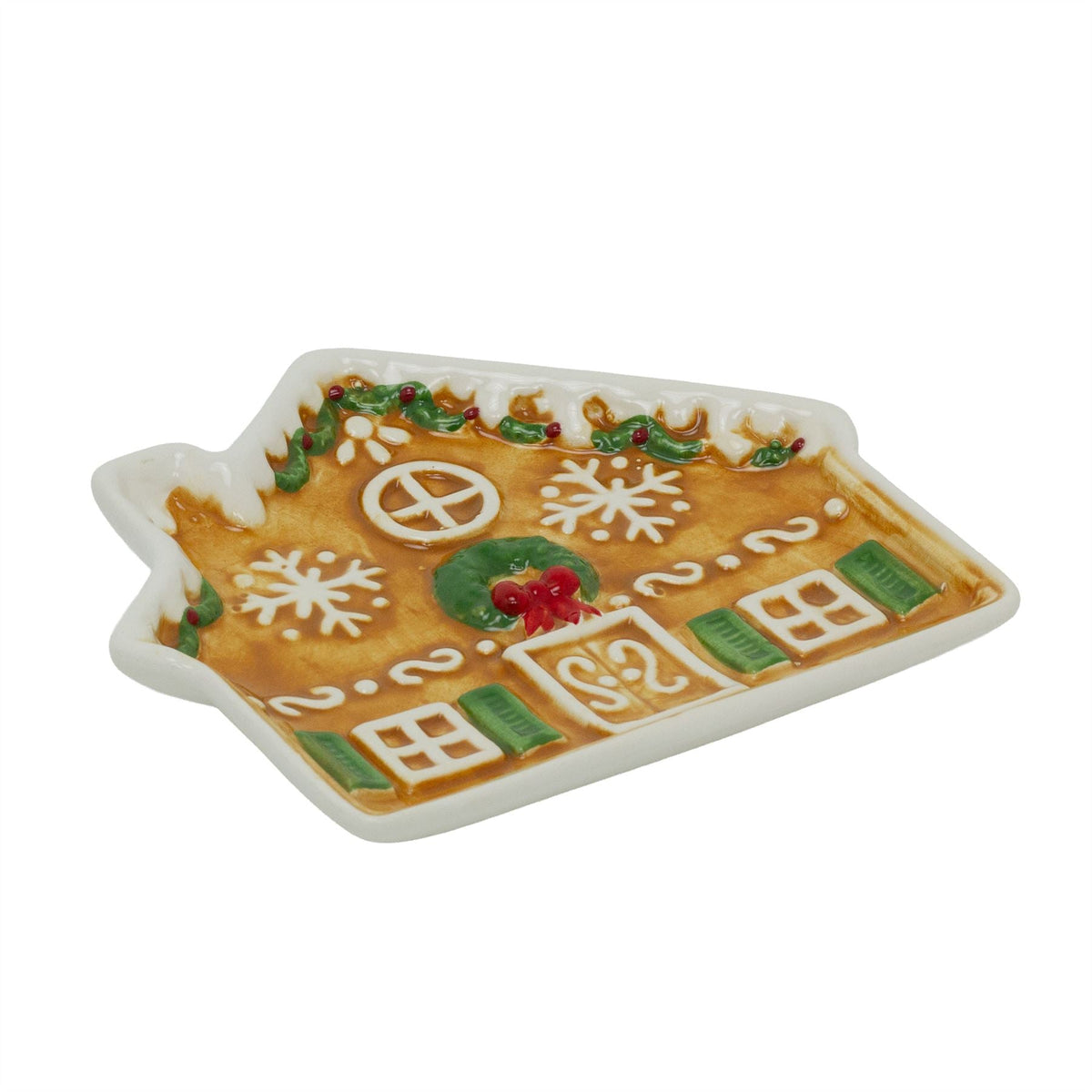 Small Ceramic Gingerbread House Plate | Gingerbread Dish Christmas Snack Plate Plate - Tophatter Daily Deals