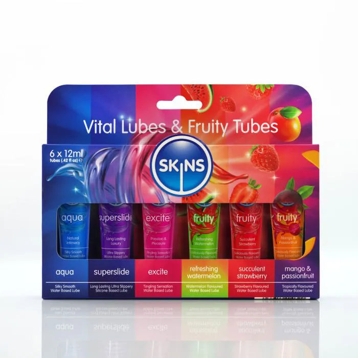 Skins Vital and Fruity Sampler Tubes 12ml 6 Pack – Flavored Lubricant Set > Lube > Flavoured - Tophatter Daily Deals