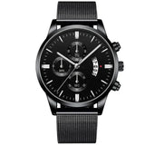 Mens Business Luxury Watches For Men Mesh Band Quartz Watch Black Silver Watches - Tophatter Daily Deals