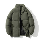 Insulating Mens Puffer Coat - Boxy Stand-Up Collar, Cotton Army Green 3D Changing Face Moving Picture Frame - Tophatter Daily Deals
