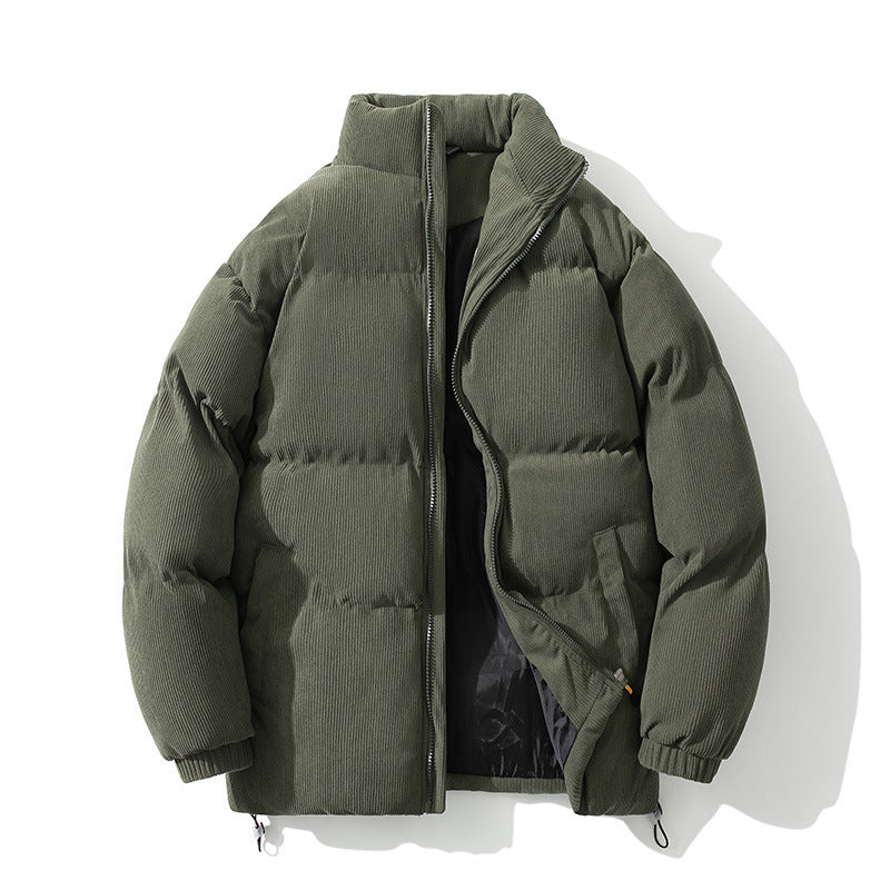 Insulating Mens Puffer Coat - Boxy Stand-Up Collar, Cotton Army Green 3D Changing Face Moving Picture Frame - Tophatter Daily Deals