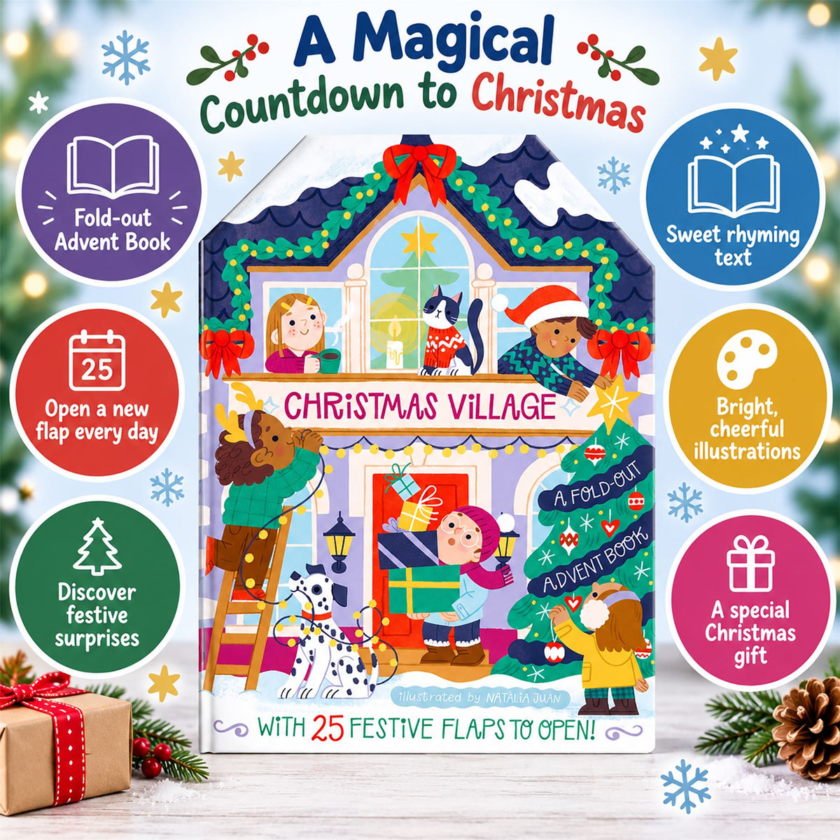 Christmas Village Fold-out Advent Calendar Book, Children's 25-Flap Advent Book Advent Calendar - Tophatter Daily Deals