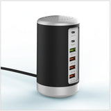 6-port Cylindrical Adapter 65W High-power Fast Charge Black 0 - Tophatter Daily Deals