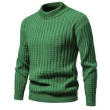 Warm Men's Knit Sweater - Round Neck Ribbed Knit, Autumn Green 3D Changing Face Moving Picture Frame - Tophatter Daily Deals