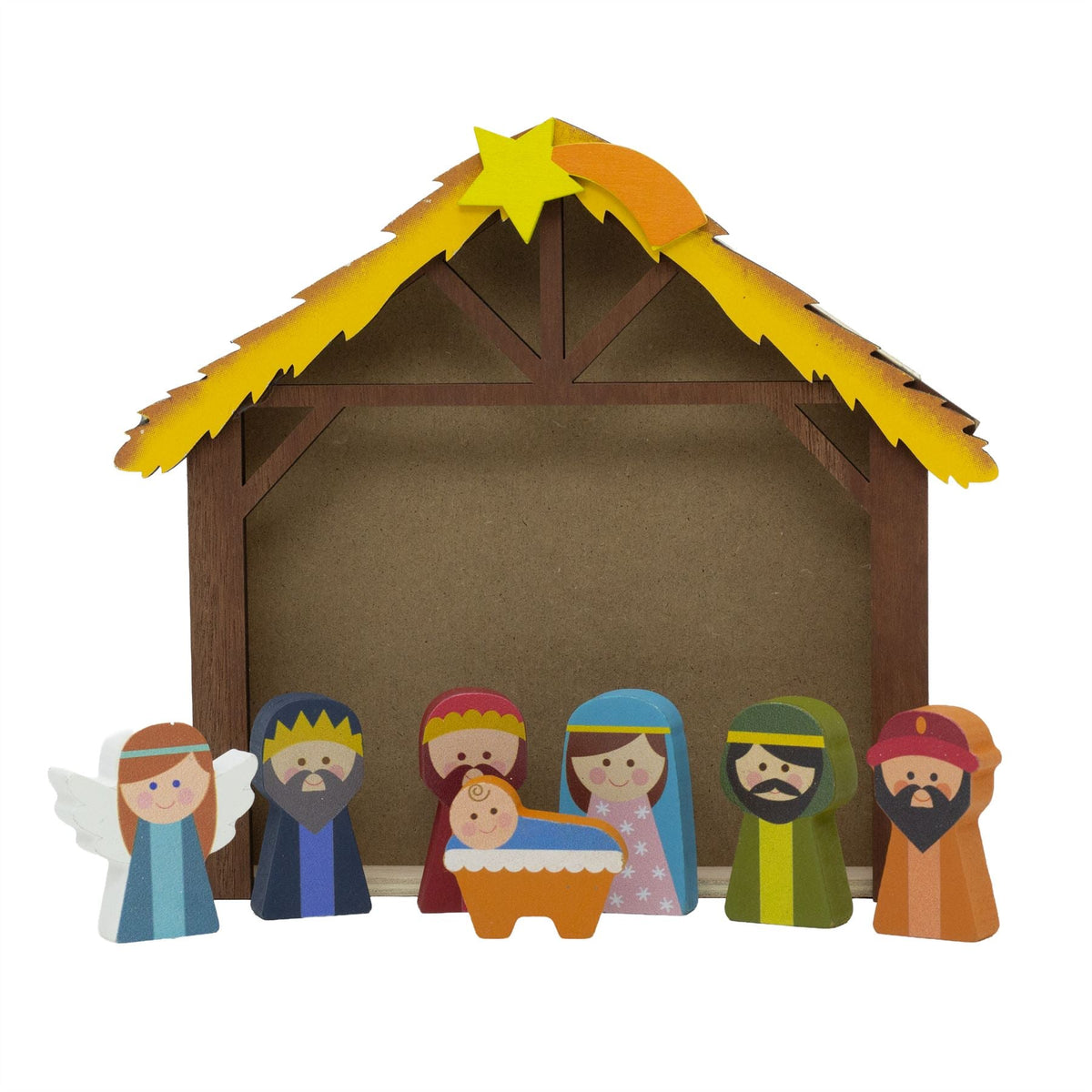 Wooden Nativity Scene with Mini Figures & Stable | Christmas Nativity Set Nativity Set - Tophatter Daily Deals