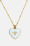 Heart & Evil Eye Shape 18K Gold Plated Pendant Necklace Pastel Blue One Size Necklaces - Tophatter Daily Deals