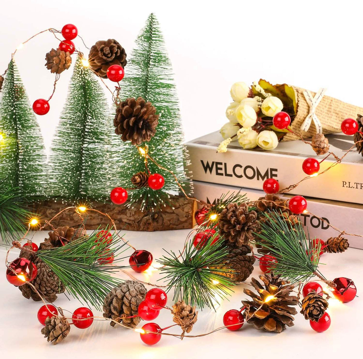 6.5Ft. 20 LED Christmas Garland with Lights Christmas Decorations - Tophatter Daily Deals