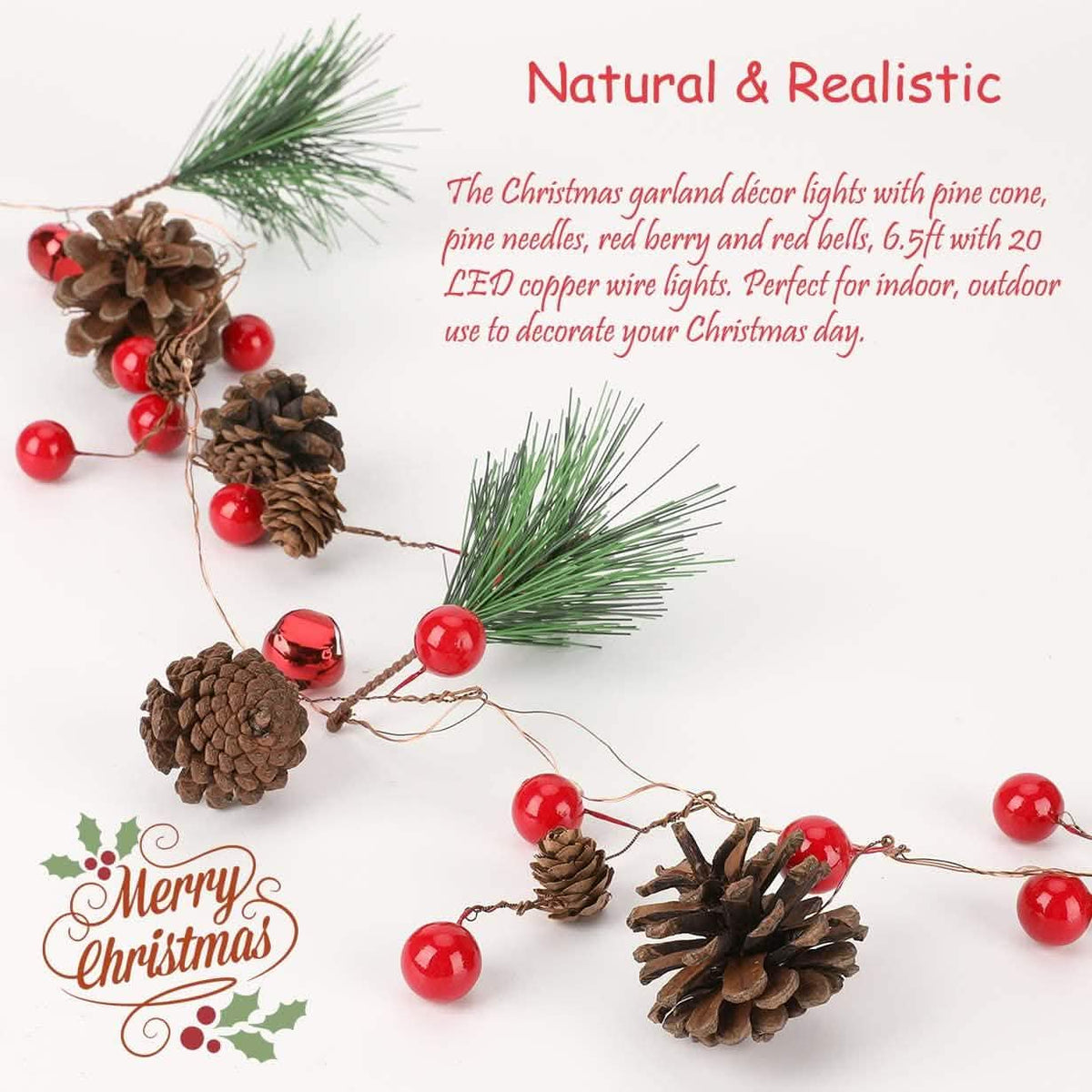 6.5Ft. 20 LED Christmas Garland with Lights Christmas Decorations - Tophatter Daily Deals