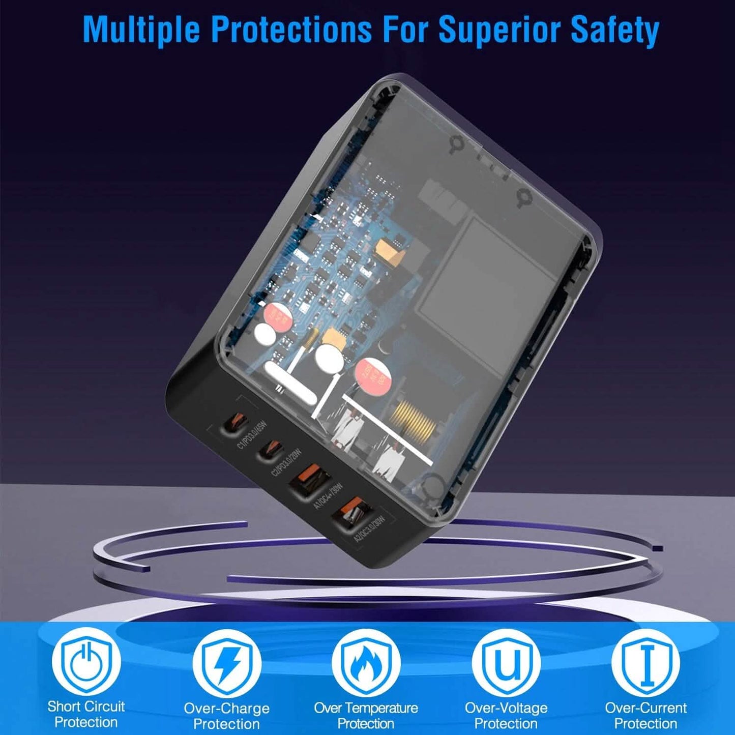 65W 4 USB Port Fast Wall Charger Mobile Accessories - Tophatter Daily Deals