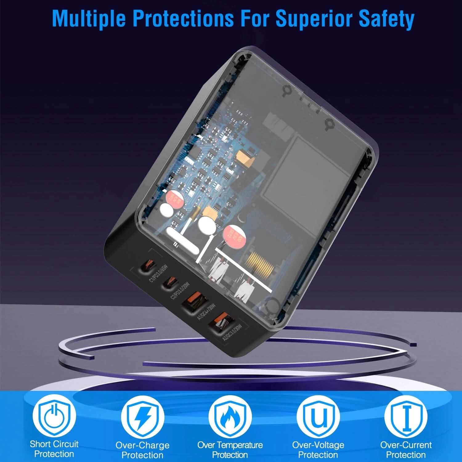 65W 4 USB Port Fast Wall Charger Mobile Accessories - Tophatter Daily Deals