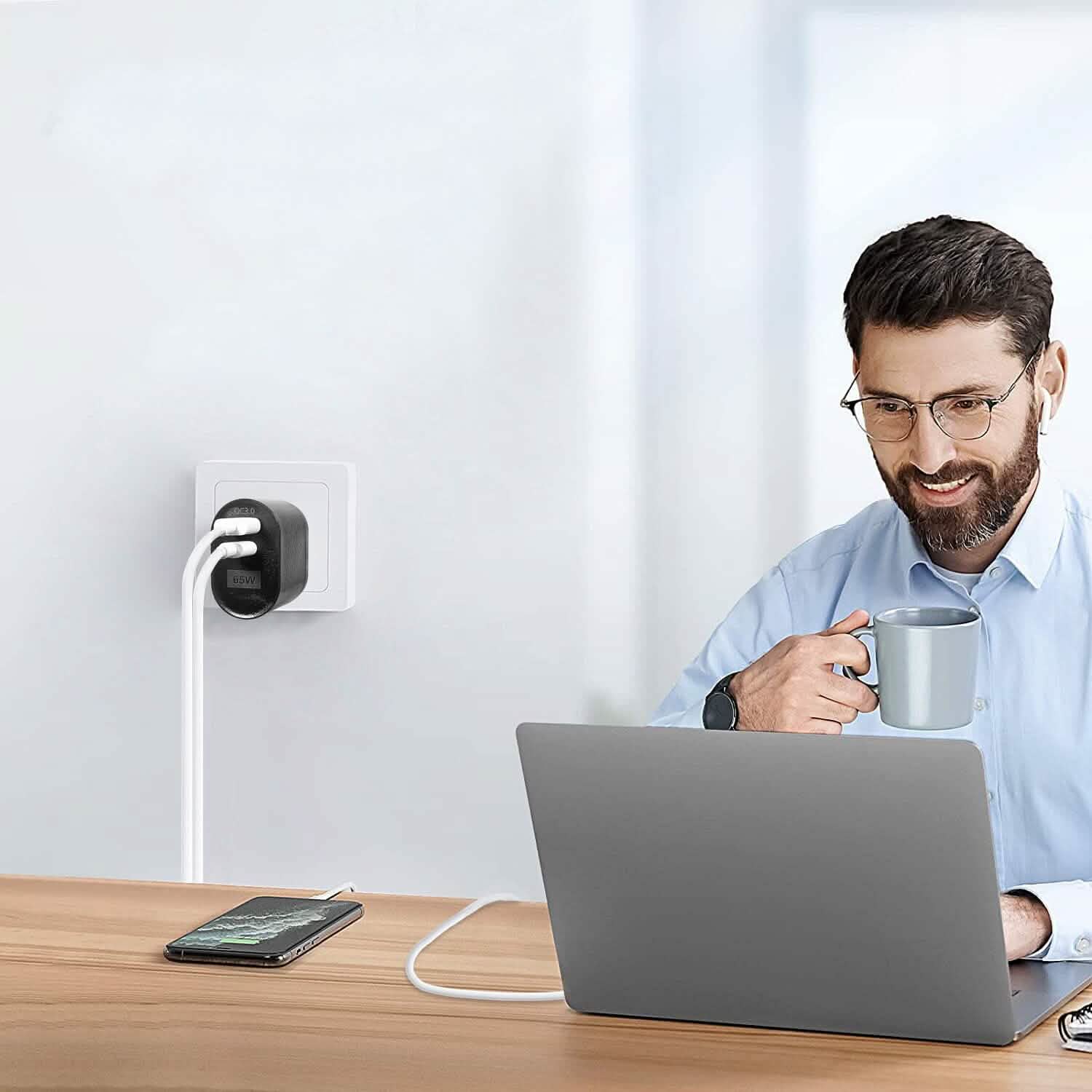 65W Type C Fast Wall Charger PD QC3.0 Adapter Mobile Accessories - Tophatter Daily Deals