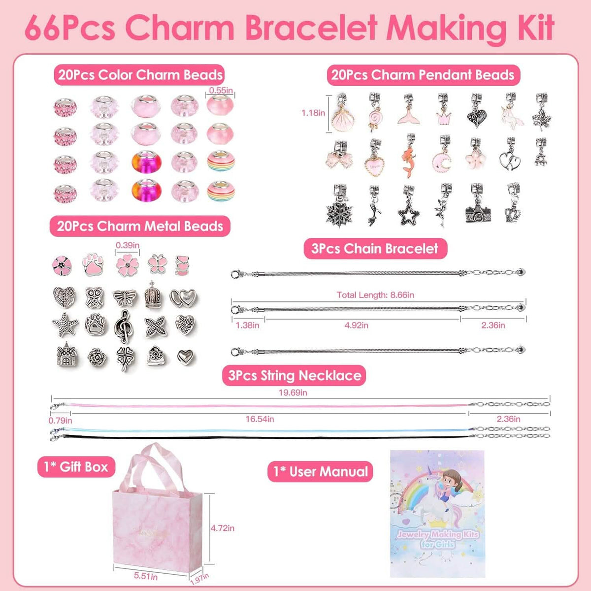 66-Pieces: Charm Bracelet Making Kit Toys & Games - Tophatter Daily Deals