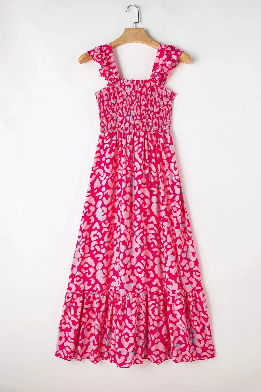 Ruffled Printed Wide Strap Dress Casual Dresses - Tophatter Daily Deals