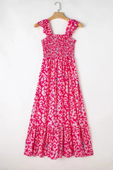 Ruffled Printed Wide Strap Dress Casual Dresses - Tophatter Daily Deals