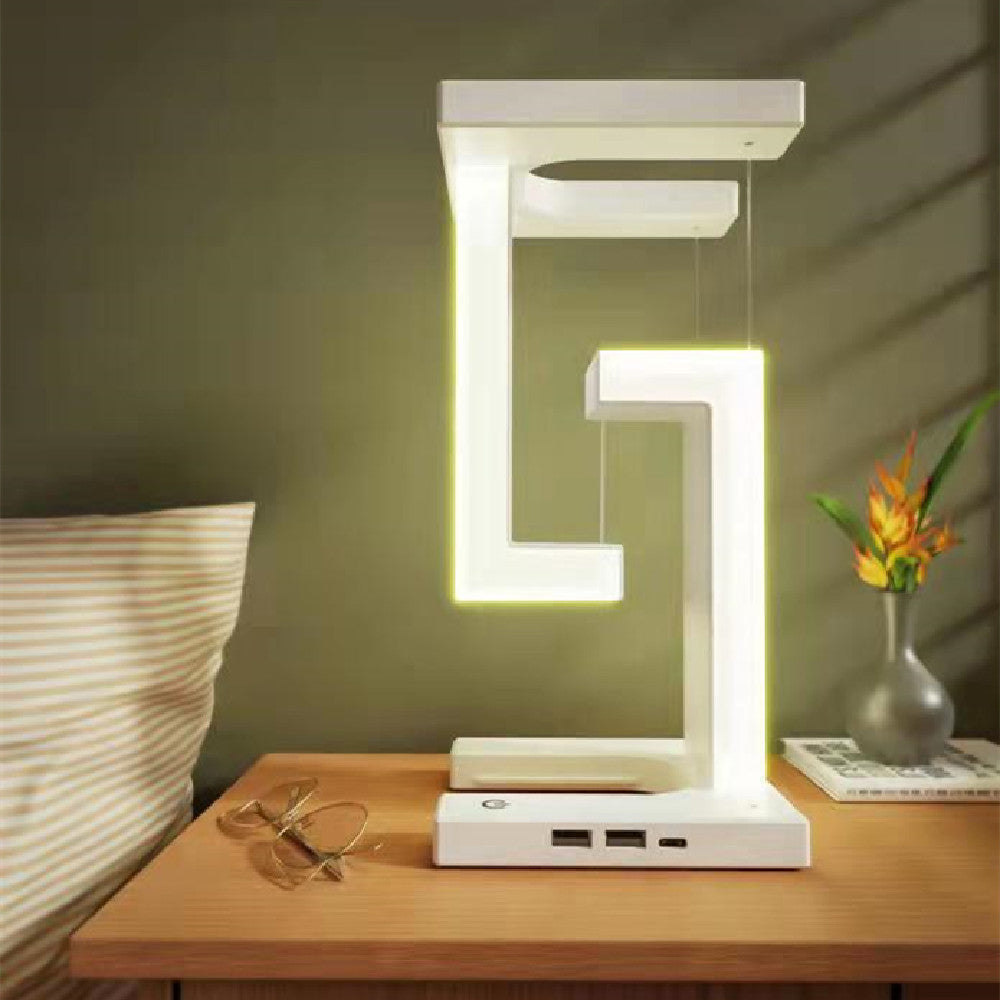 Anti Gravity Wireless Charging Table Lamp Classic white USB 0 - Tophatter Daily Deals