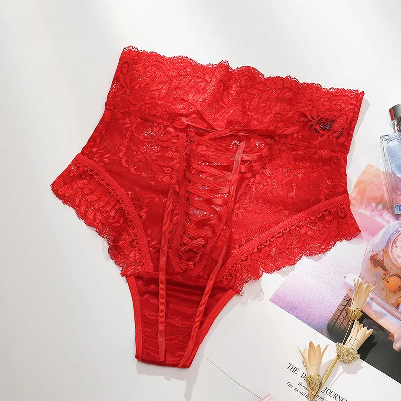 Sheer Cutout Panties Red One Size (Waist 60-80 cm Hip 80-88 cm) Underwear - Tophatter Daily Deals