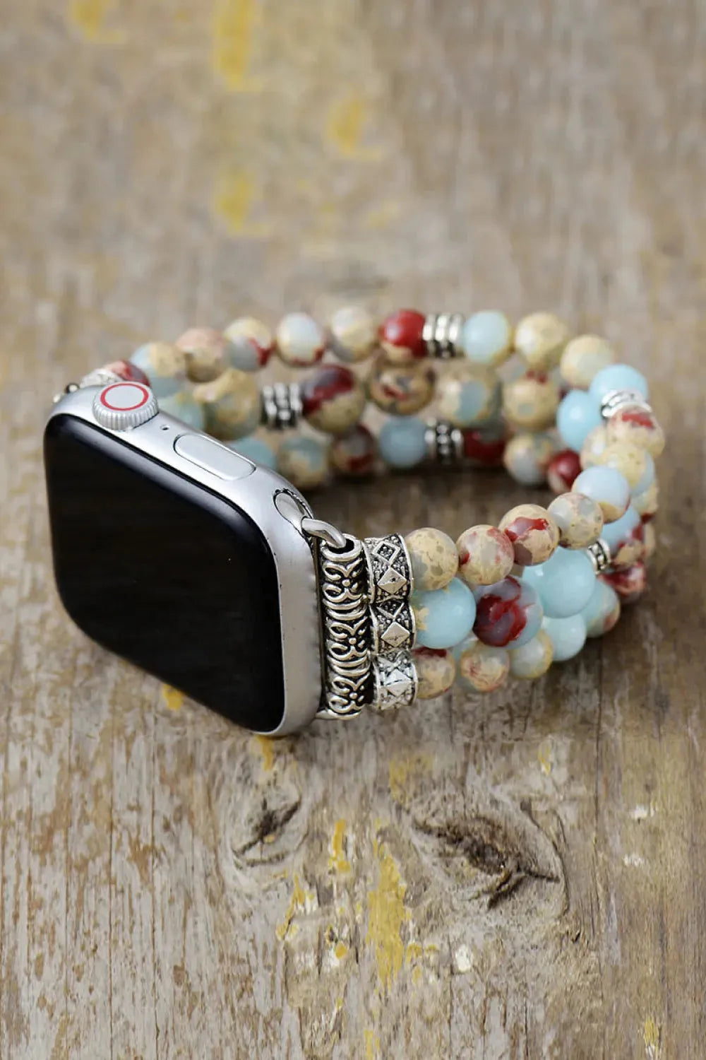 Synthetic Imperial Jasper Beaded Watchband Bracelet Cream Bracelets - Tophatter Daily Deals