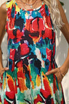 Printed Round Neck Sleeveless Dress with Pockets Casual Dresses - Tophatter Daily Deals