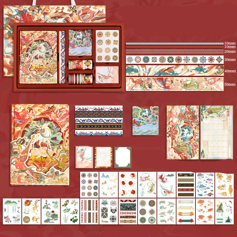 Ancient Style Hand Book Tape Stickers Sticky Notes Gift Box Dunhuang gift box gift bag 0 - Tophatter Daily Deals