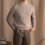 Warm Classic Men's Crewneck Sweater - Wide Rib Wool Blend Floral camel 3D Changing Face Moving Picture Frame - Tophatter Daily Deals