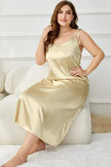 Plus Size Tie-Shoulder Midi Night Dress Sleep Dresses - Tophatter Daily Deals