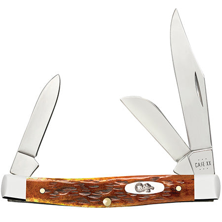 Case Medium Stockman - Harvest Orange Bone Peach Seed Jig - 66692 Traditional Knives - Tophatter Daily Deals