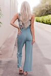 Notched Neck Tank Top and Tie Waist Wide Leg Long Pants Lounge Set Loungewear Sets - Tophatter Daily Deals