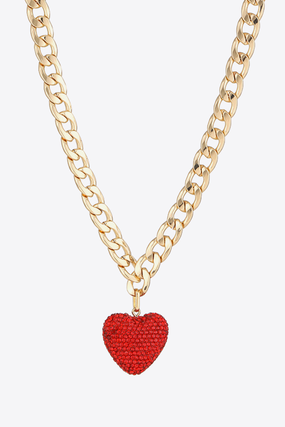 Rhinestone Heart Pendant Curb Chain Necklace Necklaces - Tophatter Daily Deals