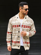 Warm Textured Men's Sweater Coat - Shawl Collar, Thick Knit 3D Changing Face Moving Picture Frame - Tophatter Daily Deals
