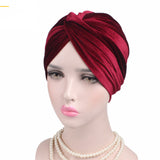 Autumn Winter Velvet Stretch Bandana Hat Wine Red One size 0 - Tophatter Daily Deals