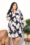 Sew In Love Full Size Flower Print Shirt Dress Navy Casual Dresses - Tophatter Daily Deals