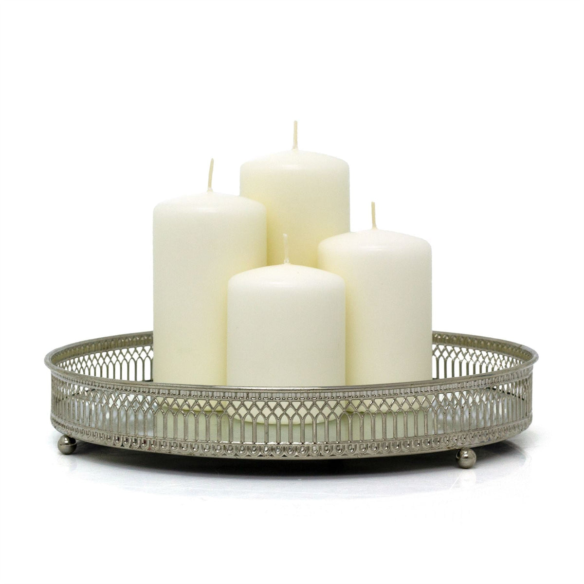 Set of 4 Unscented Ivory Pillar Candles | Long-Burning Candles for Home & Events Candle - Tophatter Daily Deals