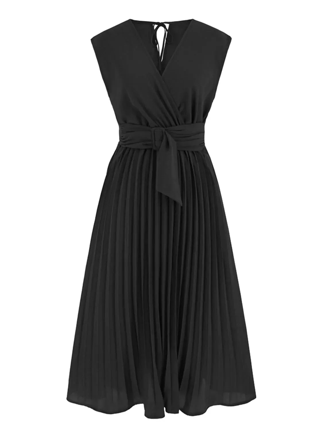 Tied Surplice Pleated Tank Dress Casual Dresses - Tophatter Daily Deals