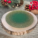 Champagne Gold Swirl Glass Glitter Coaster | Round Mirrored Candle Plate - 10cm Coaster - Tophatter Daily Deals