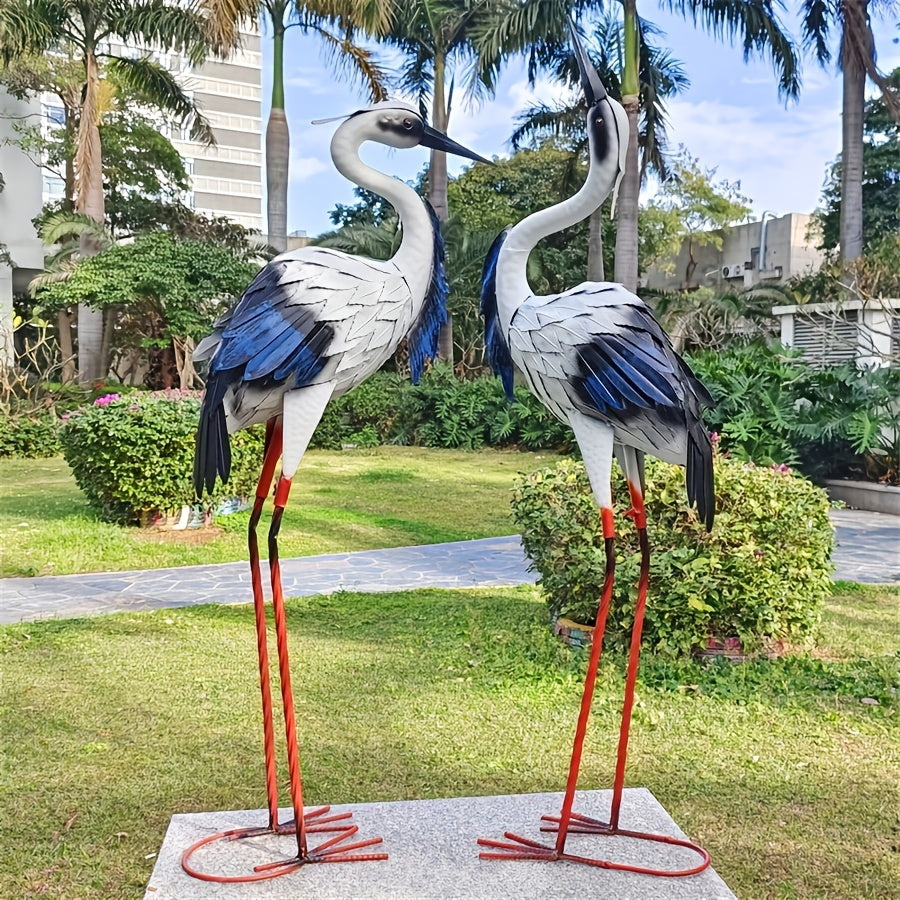 Crane Statues Iron Garden Decor (2pcs) Lawn Ornaments & Garden Sculptures - Tophatter Daily Deals
