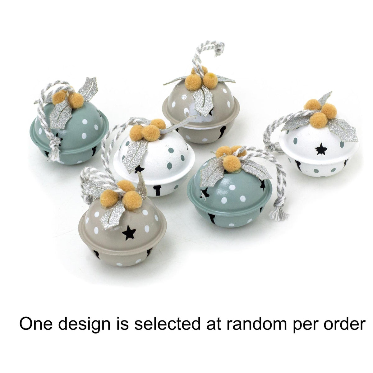 Set of 6 Small Pastel Jingle Bells | Christmas Tree Hanging Ornaments - 4cm Baubles - Tophatter Daily Deals