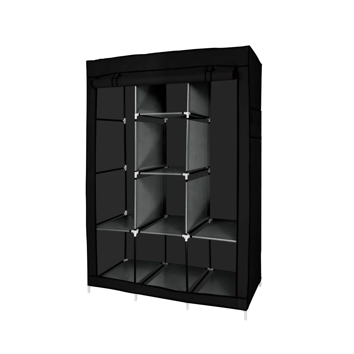 Portable Free Standing Closet - 8 Shelves, 2 Hanging Rods Black Storage & Organization - Tophatter Daily Deals