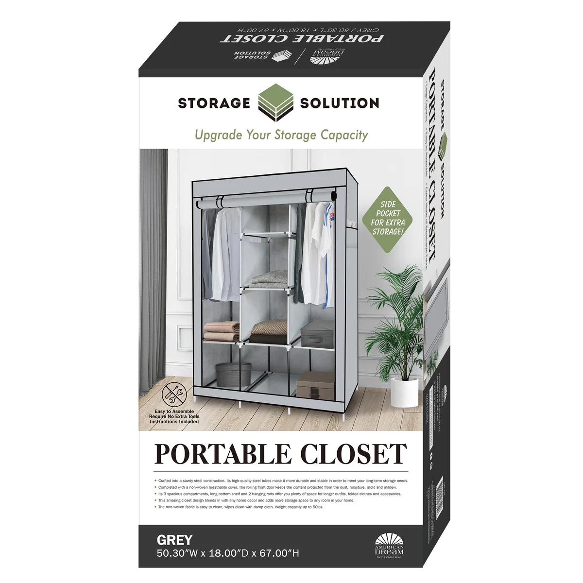Portable Free Standing Closet - 8 Shelves, 2 Hanging Rods Storage & Organization - Tophatter Daily Deals