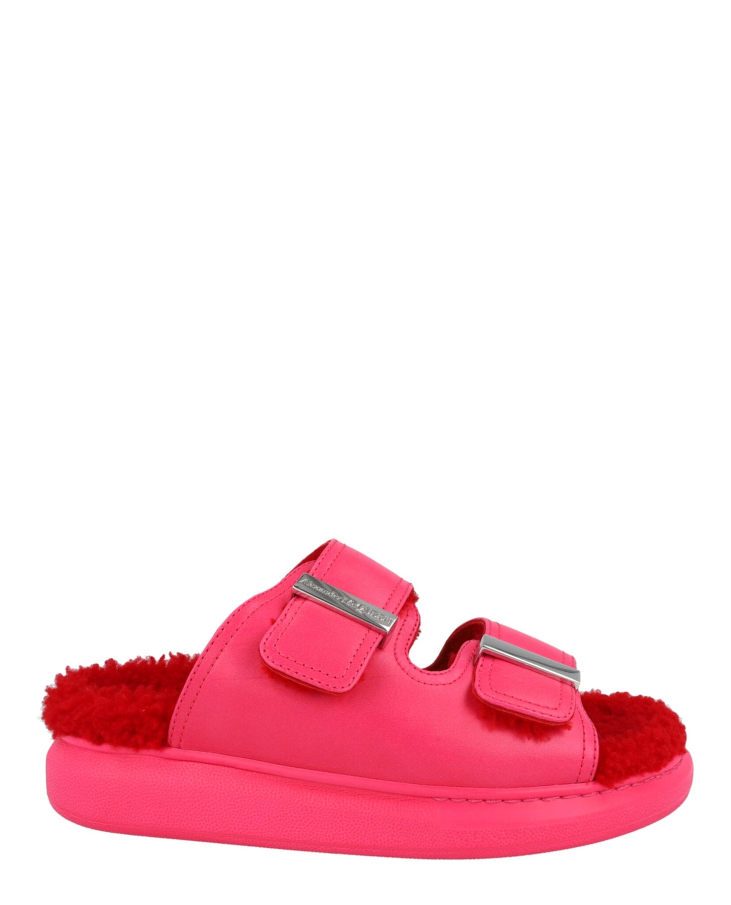 Alexander McQueen Oversized Hybrid Slides Pink Silver Footwear - Tophatter Daily Deals